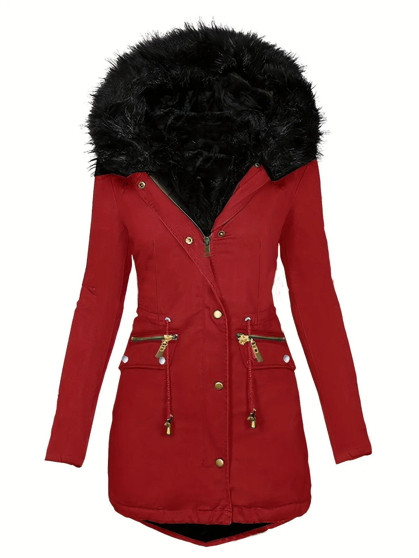 Womens Cozy Fuzzy Trim Parka  Warm Fall  Winter Coat