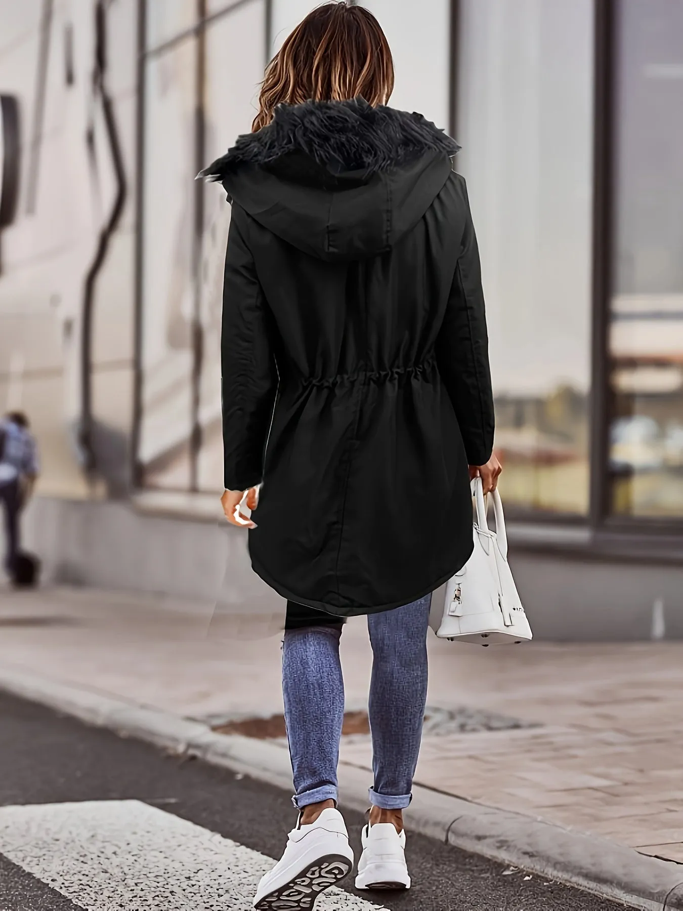 Womens Cozy Fuzzy Trim Parka  Warm Fall  Winter Coat