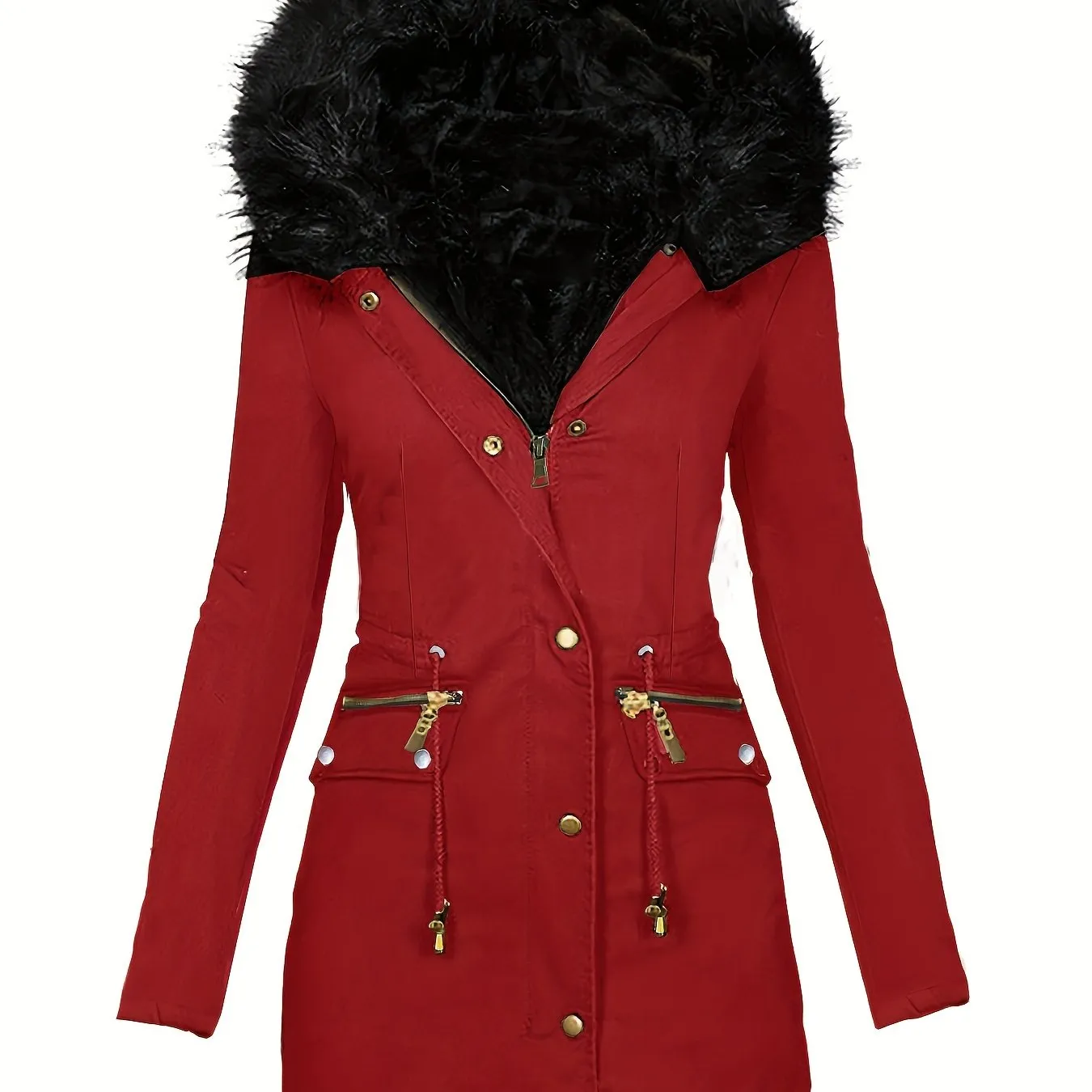 Womens Cozy Fuzzy Trim Parka  Warm Fall  Winter Coat