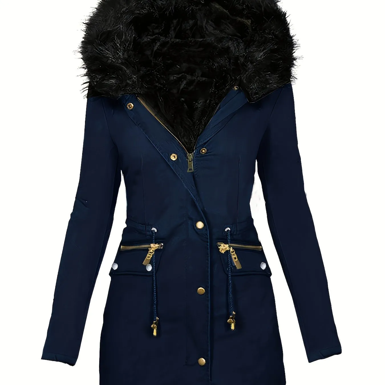 Womens Cozy Fuzzy Trim Parka  Warm Fall  Winter Coat