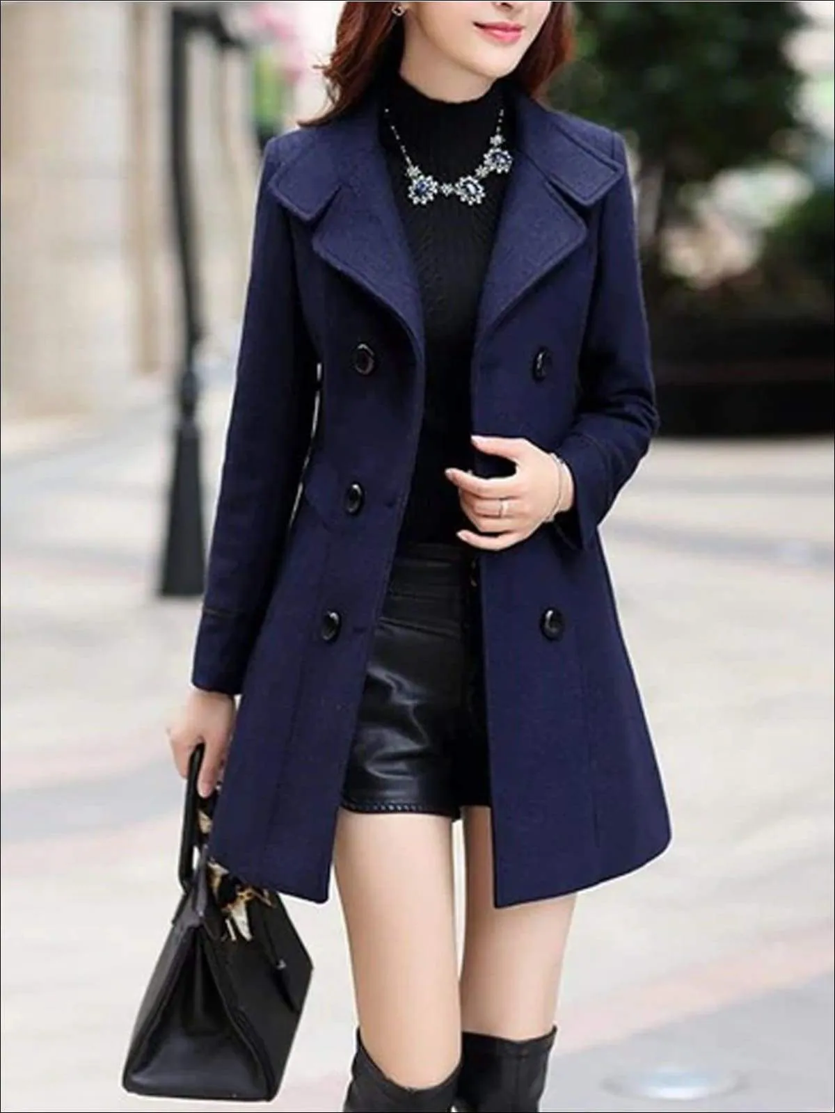 Women's Fall Slim Fit Cashmere Pea Coat