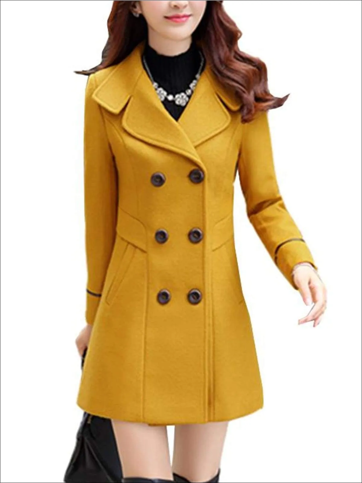 Women's Fall Slim Fit Cashmere Pea Coat