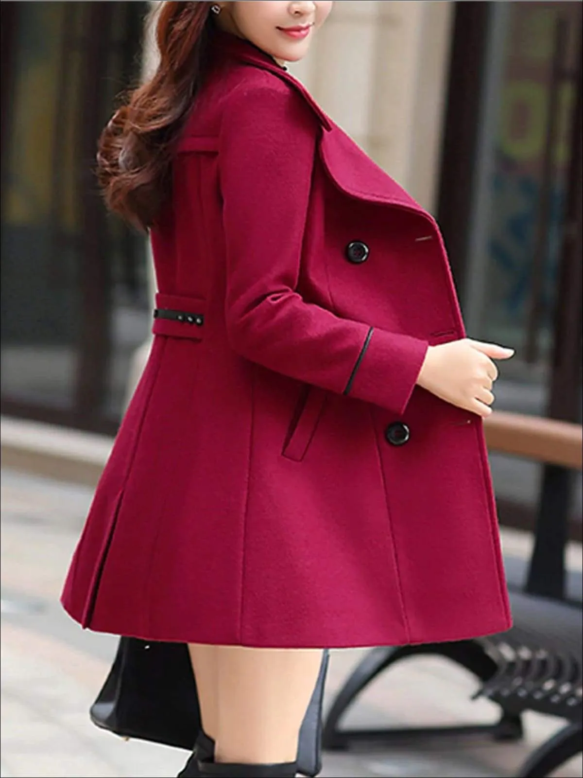 Women's Fall Slim Fit Cashmere Pea Coat