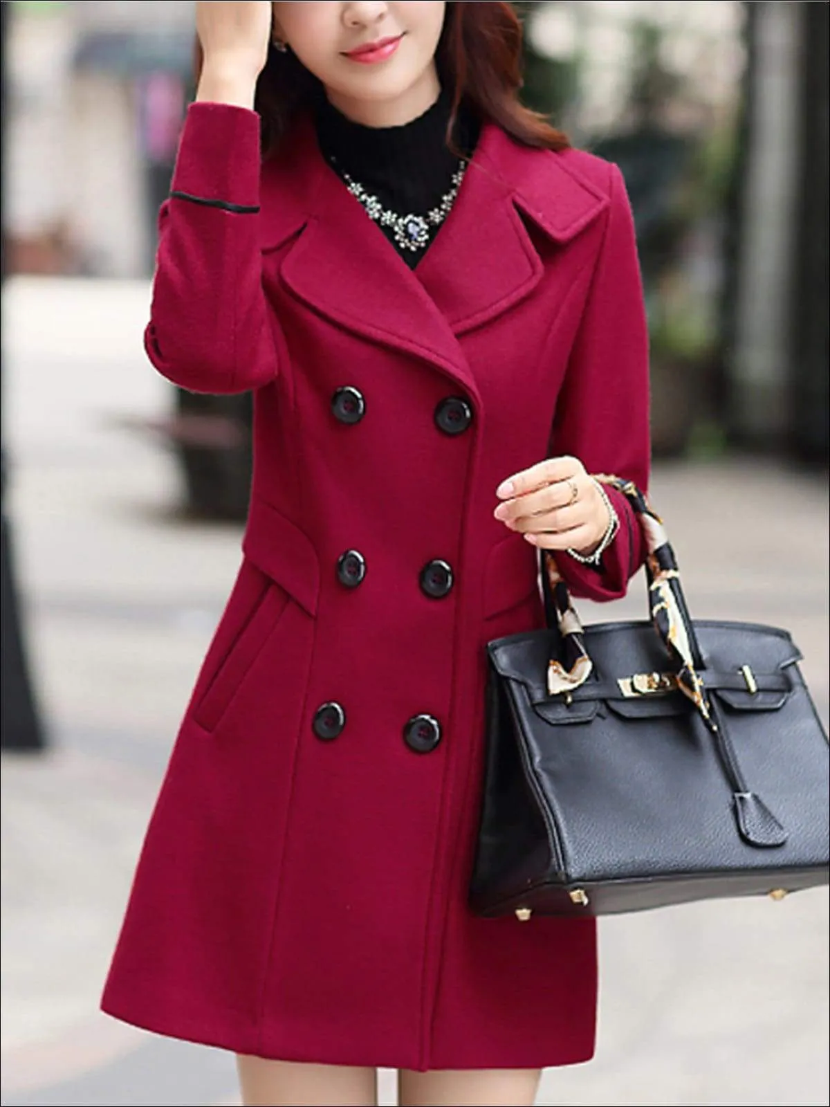 Women's Fall Slim Fit Cashmere Pea Coat