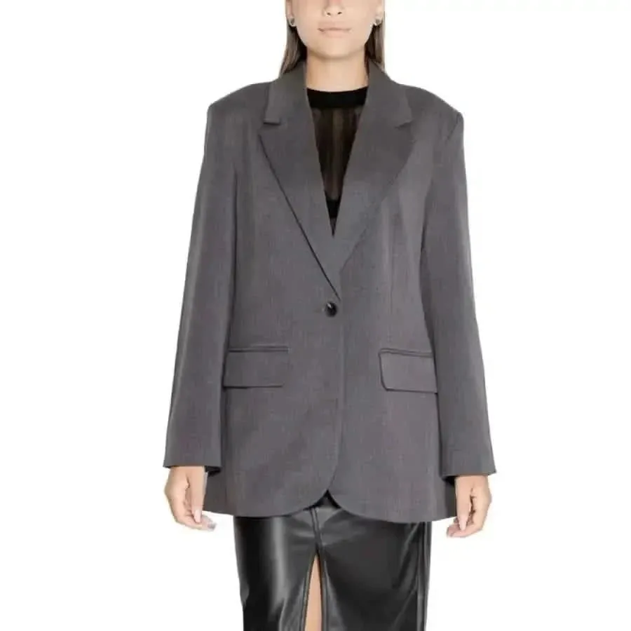 Women's Grey Blazer with Front Pockets