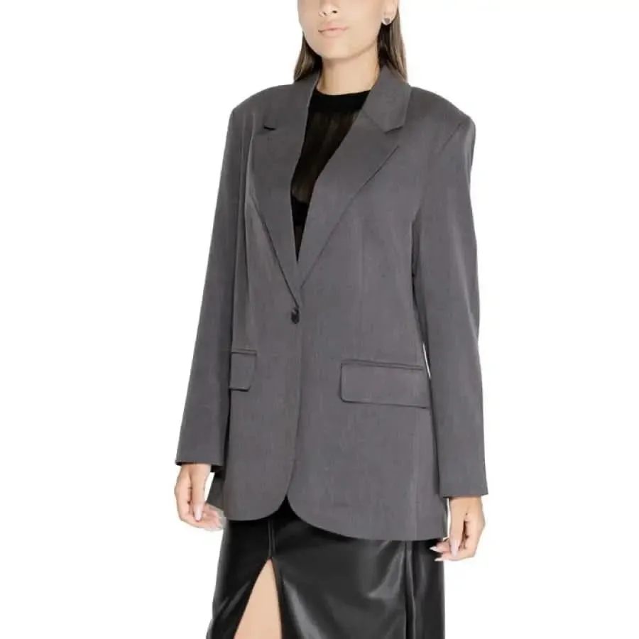 Women's Grey Blazer with Front Pockets