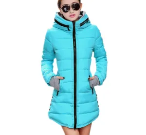 Women's Jacket Winter Medium-Long Down Cotton Parka Plus Size Coat Slim Ladies Casual Clothing TFR2