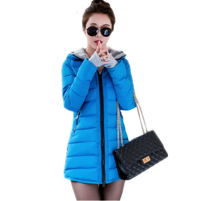 Women's Jacket Winter Medium-Long Down Cotton Parka Plus Size Coat Slim Ladies Casual Clothing TFR2