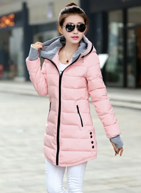 Women's Jacket Winter Medium-Long Down Cotton Parka Plus Size Coat Slim Ladies Casual Clothing