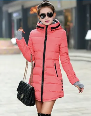 Women's Jacket Winter Medium-Long Down Cotton Parka Plus Size Coat Slim Ladies Casual Clothing