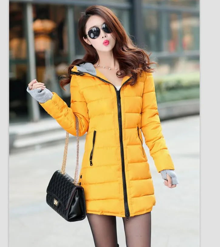 Women's Jacket Winter Medium-Long Down Cotton Parka Plus Size Coat Slim Ladies Casual Clothing