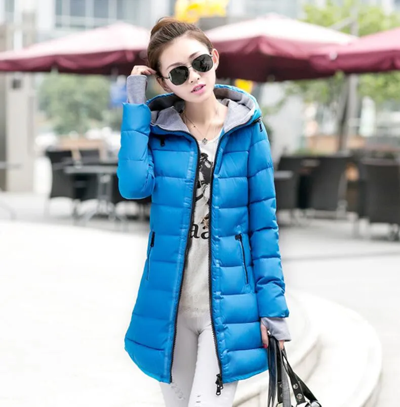 Women's Jacket Winter Medium-Long Down Cotton Parka Plus Size Coat Slim Ladies Casual Clothing