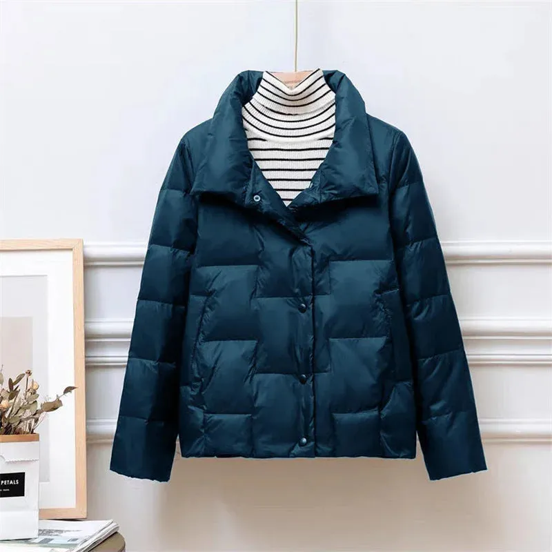 Women's Ultra-Light Down Jacket with Stand Collar