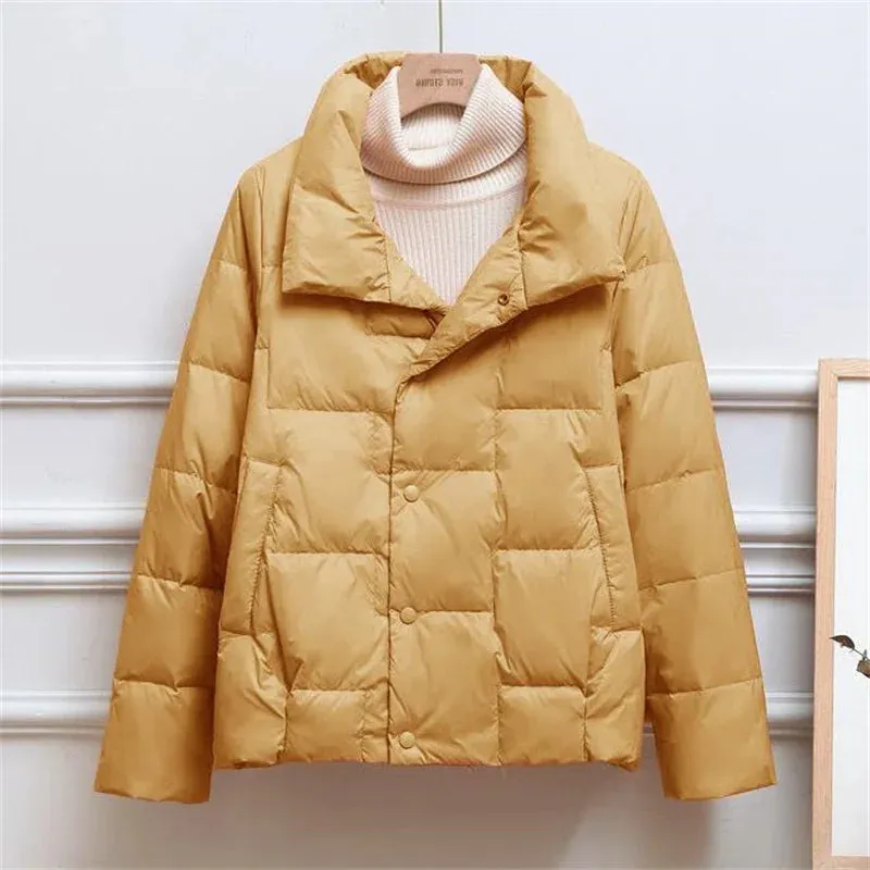 Women's Ultra-Light Down Jacket with Stand Collar