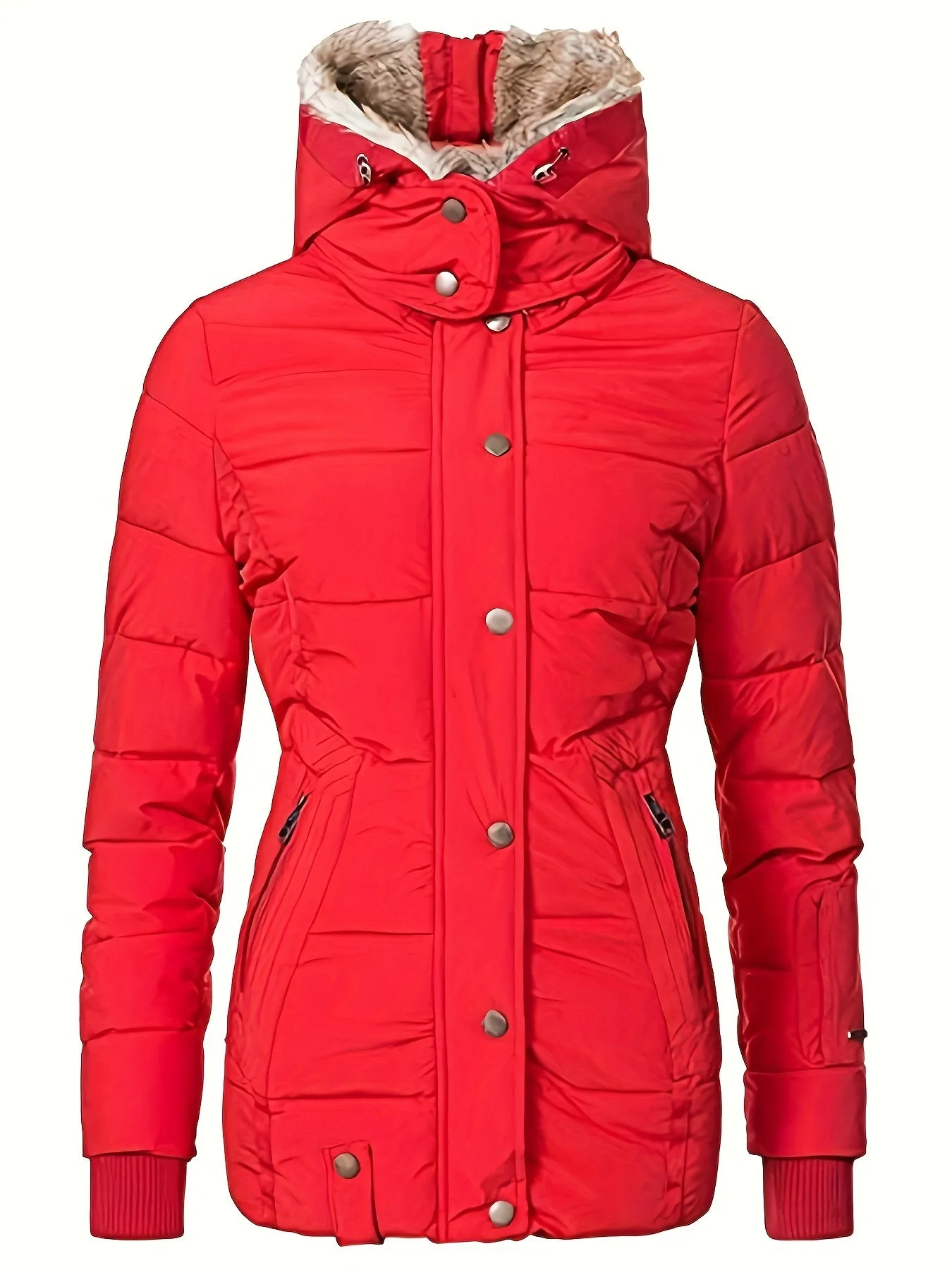 Womens Warm Faux Fur Hooded Puffer Parka Jacket