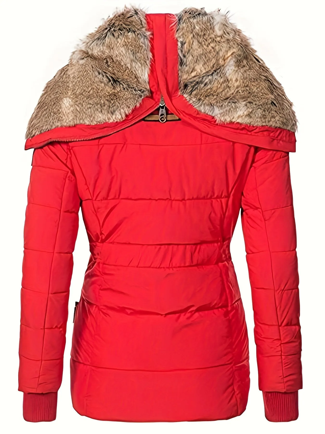 Womens Warm Faux Fur Hooded Puffer Parka Jacket