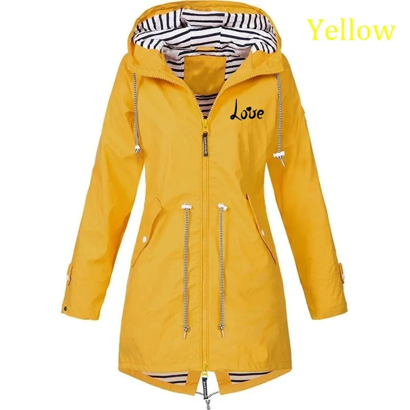 Women's Windproof Waterproof Jacket Outdoor Climbing Long Sleeve Hooded Coat Fashion Windbreaker Raincoat (S-5XL)
