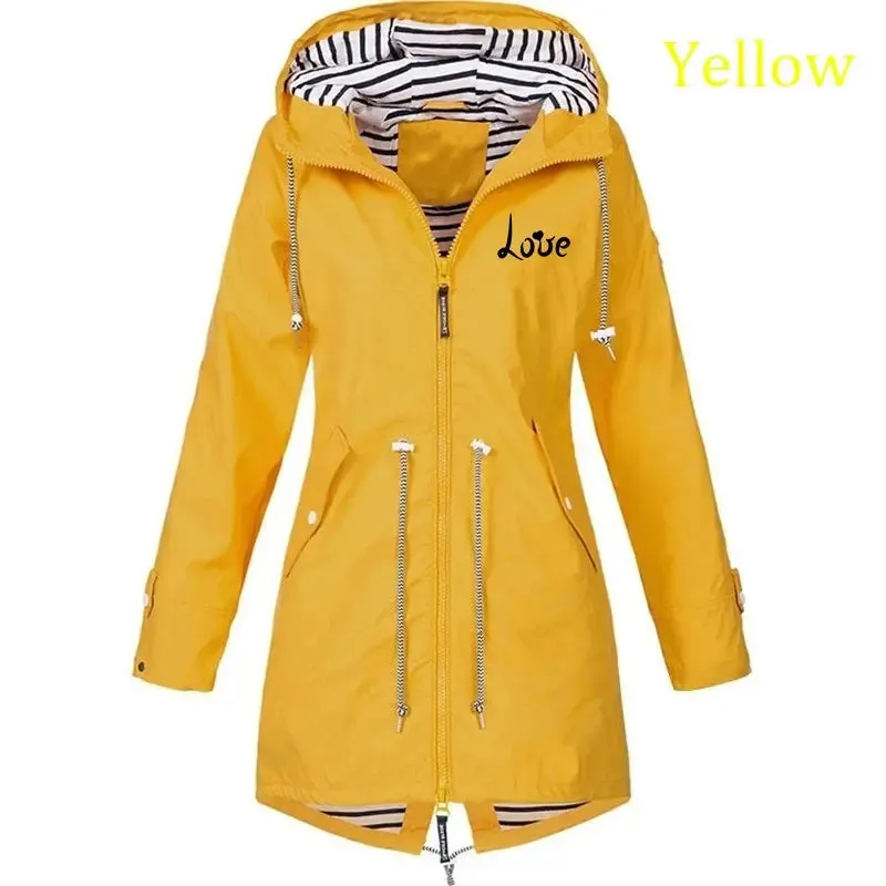 Women's Windproof Waterproof Jacket Outdoor Climbing Long Sleeve Hooded Coat Fashion Windbreaker Raincoat