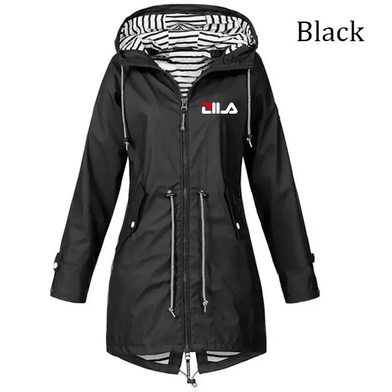 Women's Windproof Waterproof Jacket Outdoor Climbing Long Sleeve Hooded Coat Fashion Windbreaker Raincoat