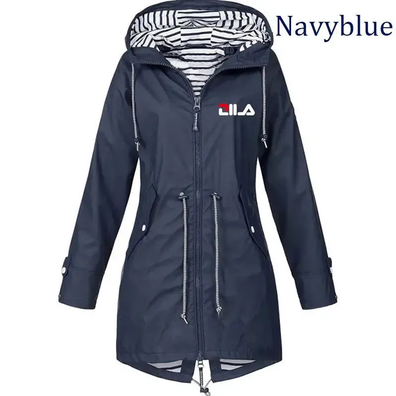 Women's Windproof Waterproof Jacket Outdoor Climbing Long Sleeve Hooded Coat Fashion Windbreaker Raincoat