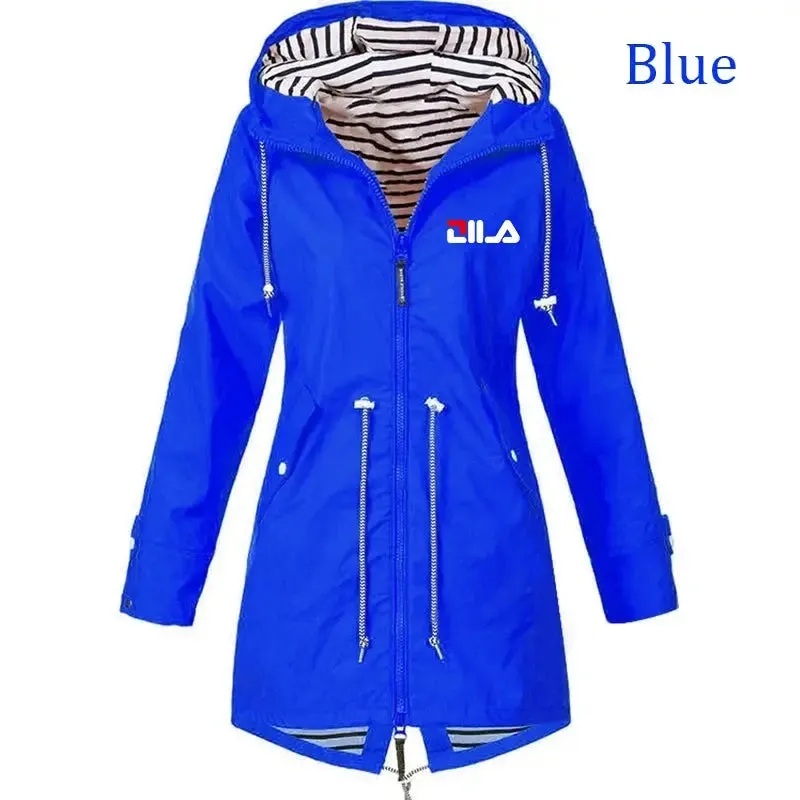 Women's Windproof Waterproof Jacket Outdoor Climbing Long Sleeve Hooded Coat Fashion Windbreaker Raincoat