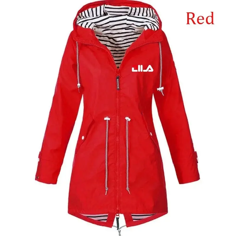 Women's Windproof Waterproof Jacket Outdoor Climbing Long Sleeve Hooded Coat Fashion Windbreaker Raincoat