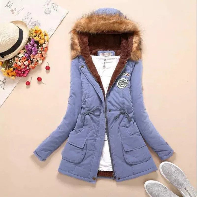 Womens Winter Down Coat Jackets Women Thicken Warm Winter Fur Collar Plus Size Parkas for Women Long Down Parka