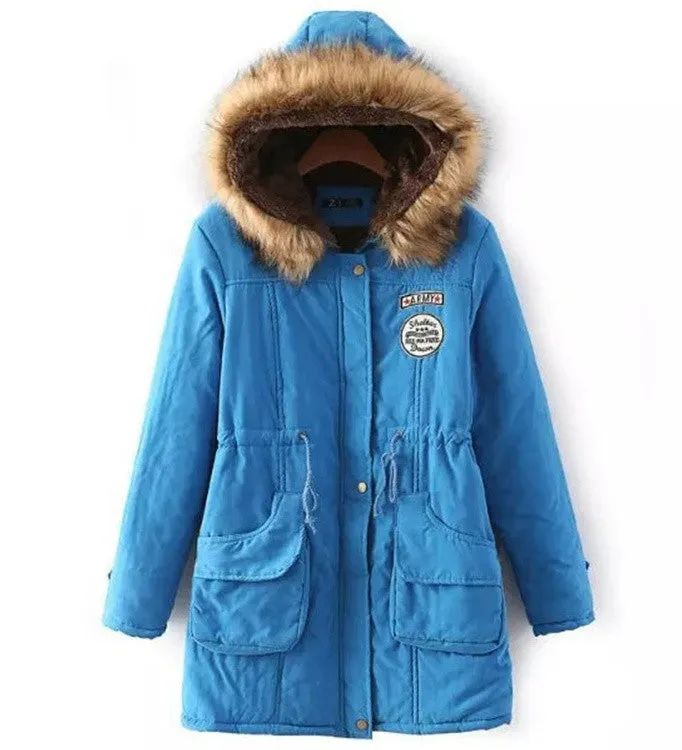 Womens Winter Down Coat Jackets Women Thicken Warm Winter Fur Collar Plus Size Parkas for Women Long Down Parka