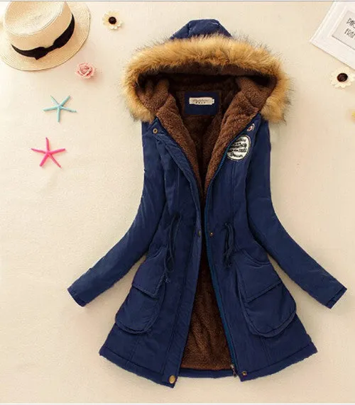 Womens Winter Down Coat Jackets Women Thicken Warm Winter Fur Collar Plus Size Parkas for Women Long Down Parka