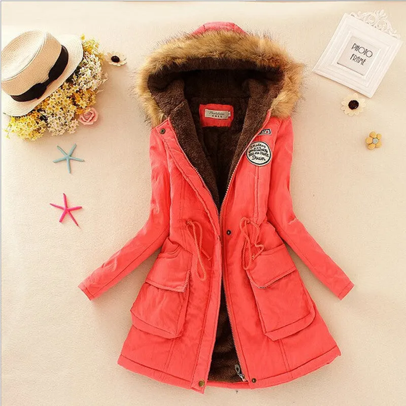 Womens Winter Down Coat Jackets Women Thicken Warm Winter Fur Collar Plus Size Parkas for Women Long Down Parka