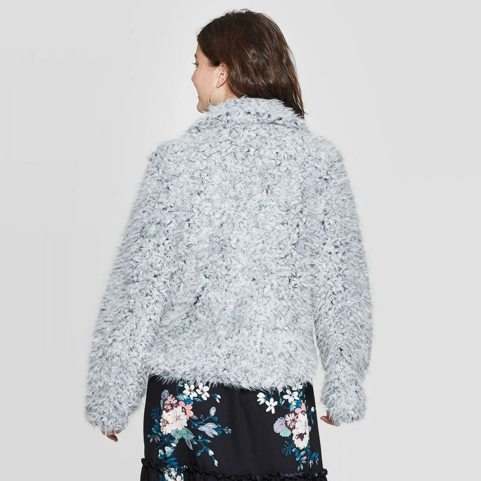 Xhilaration Women's Long Sleeve Open Drape Short Sherpa Jacket