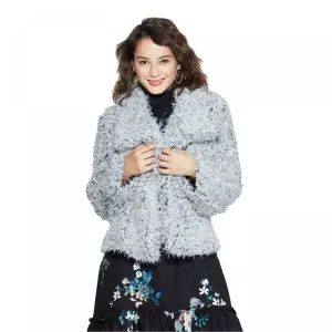 Xhilaration Women's Long Sleeve Open Drape Short Sherpa Jacket