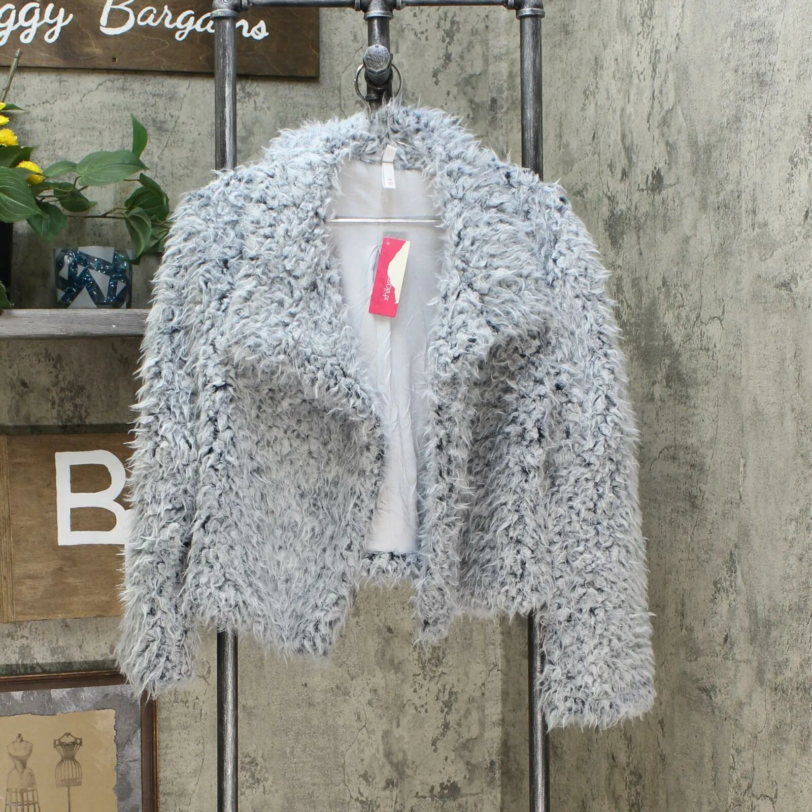Xhilaration Women's Long Sleeve Open Drape Short Sherpa Jacket