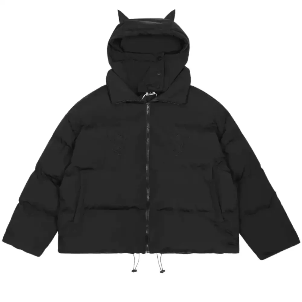 Y2K Devil Horns Streetwear Down Jacket Ultimate Statement Piece