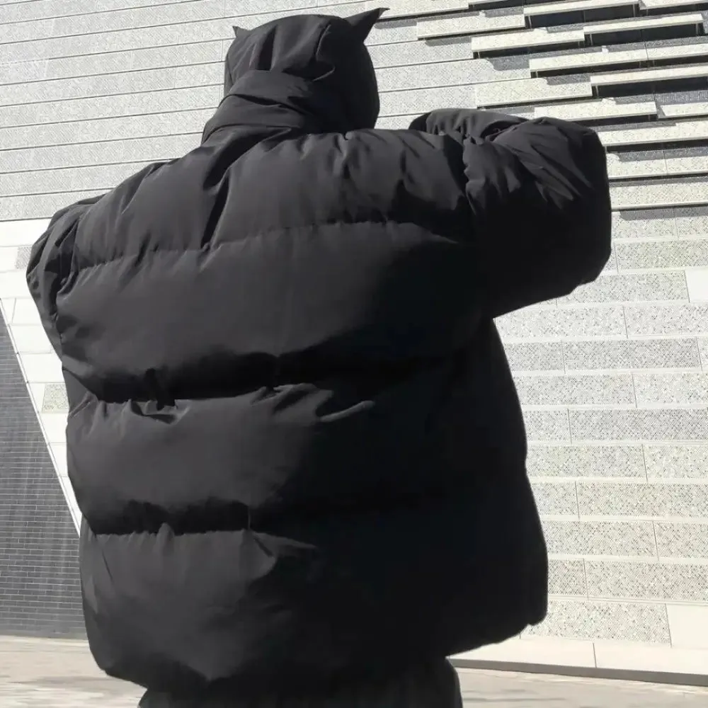Y2K Devil Horns Streetwear Down Jacket Ultimate Statement Piece