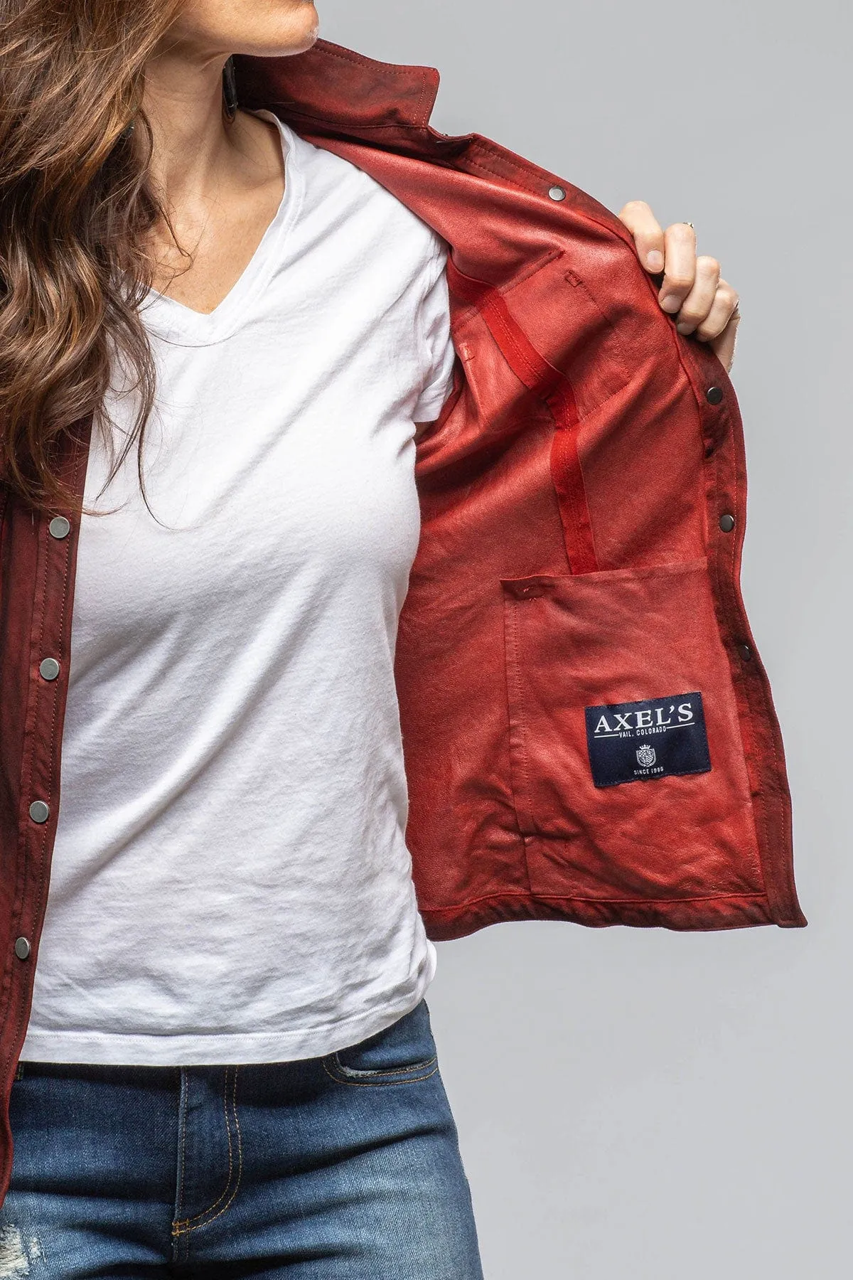 Yarrow Washed Suede Shirt In Charred Red