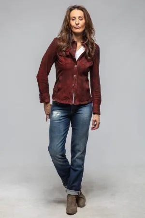 Yarrow Washed Suede Shirt In Charred Red
