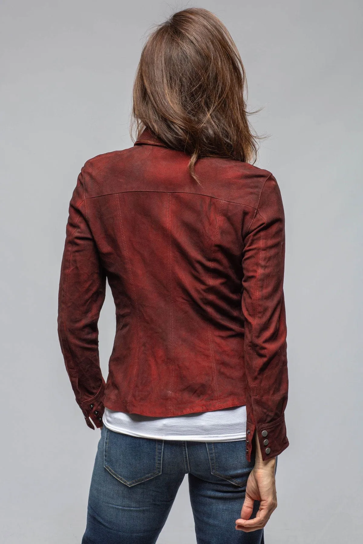 Yarrow Washed Suede Shirt In Charred Red