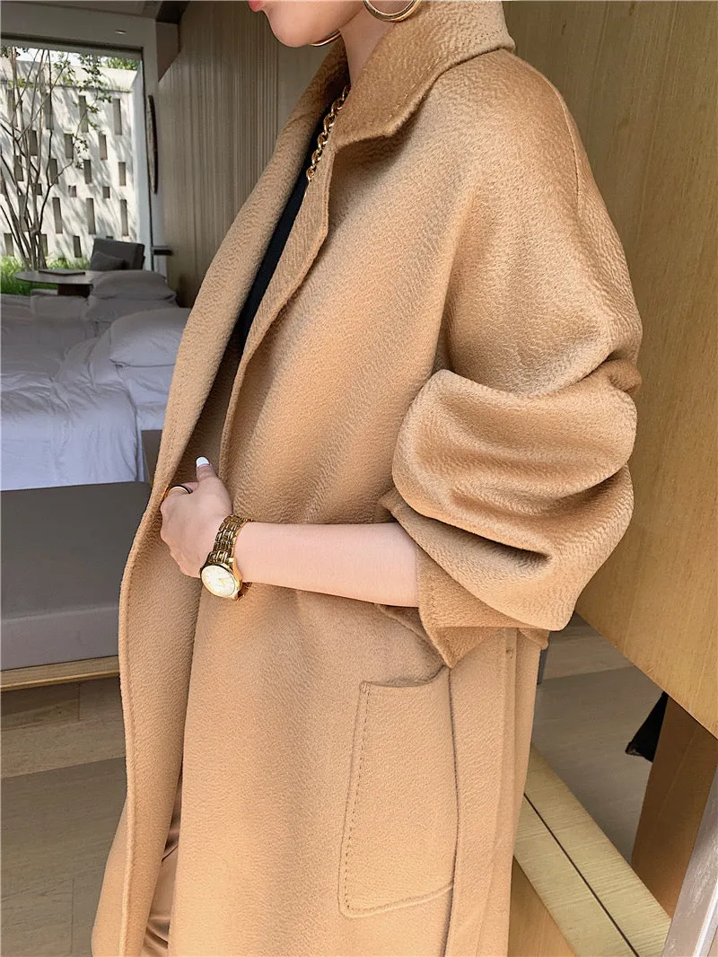 ZABRI women's' Trendy pea coat  Wool Cashmere Coat