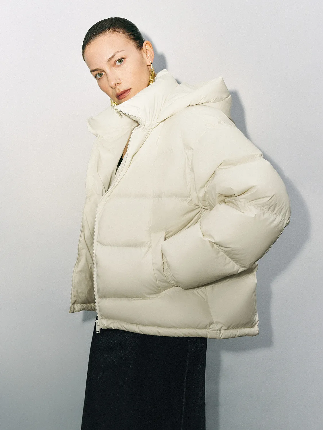Zip Up Loose Down Outerwear