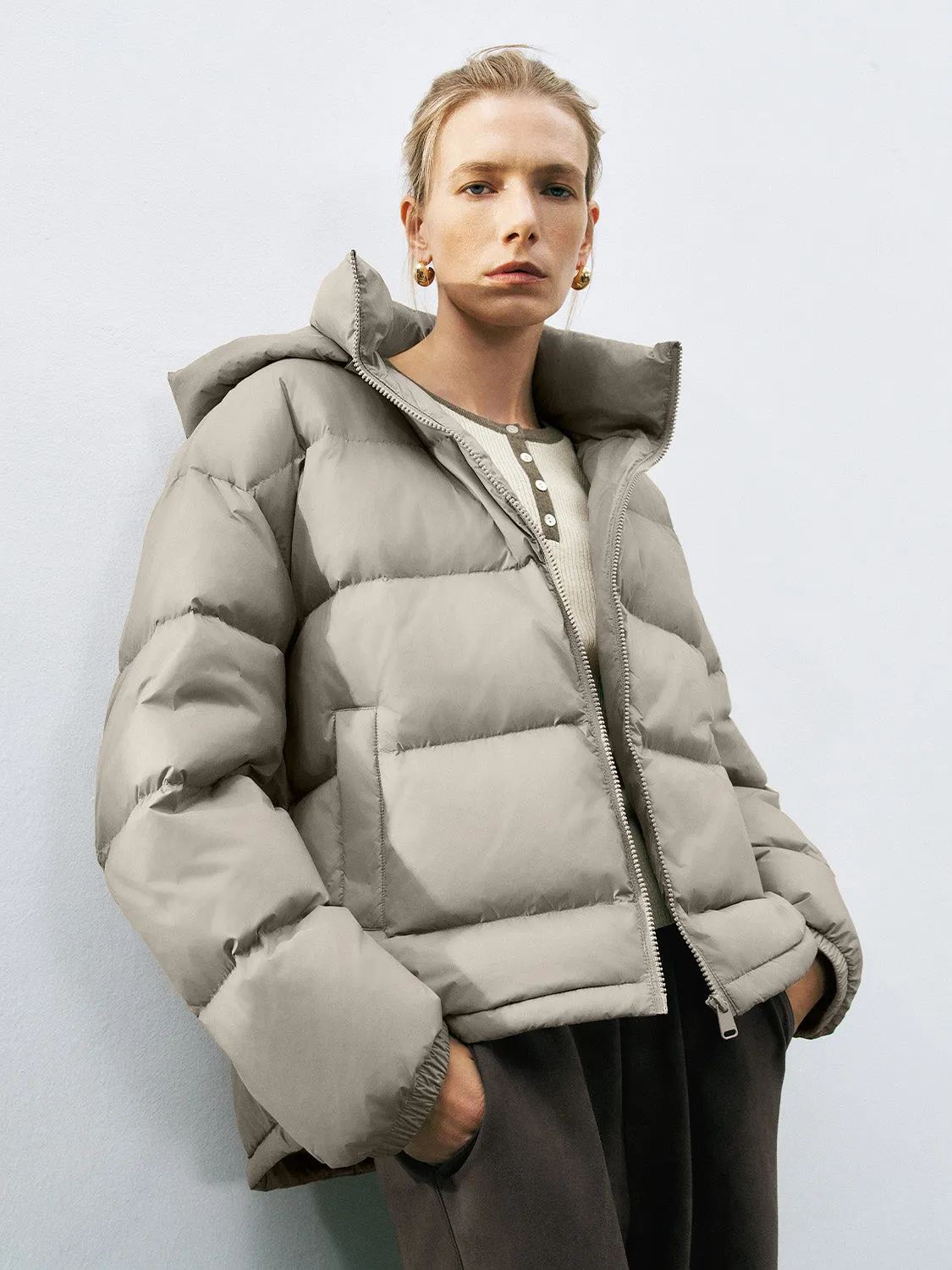 Zip Up Loose Down Outerwear