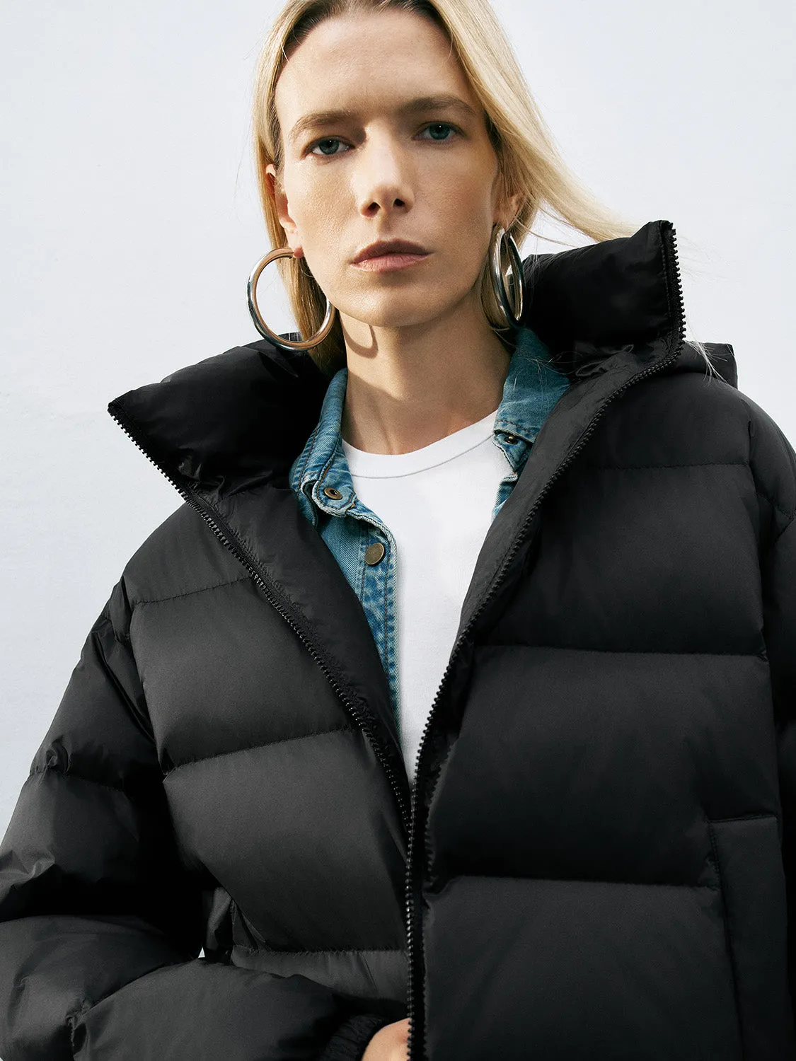 Zip Up Loose Down Outerwear