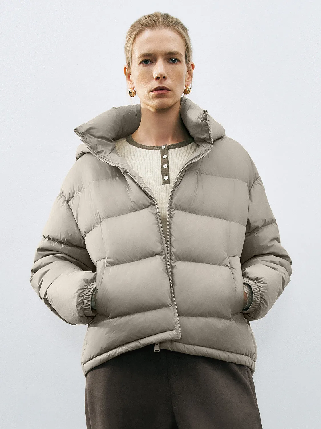Zip Up Loose Down Outerwear