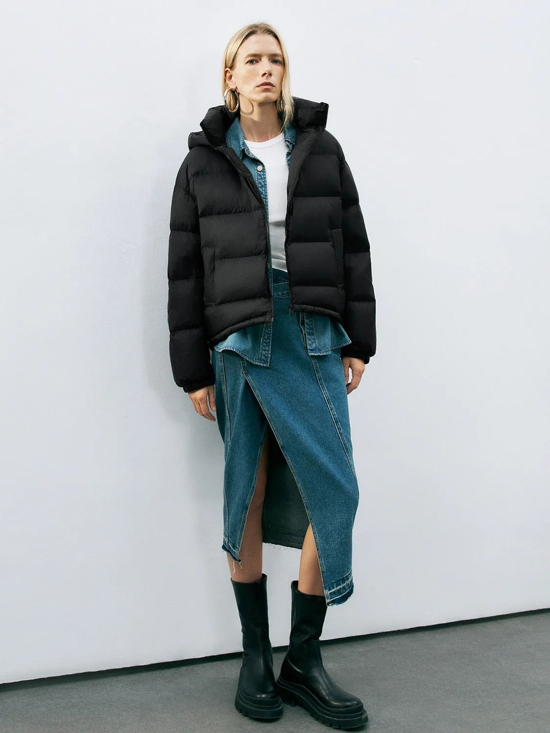 Zip Up Loose Down Outerwear