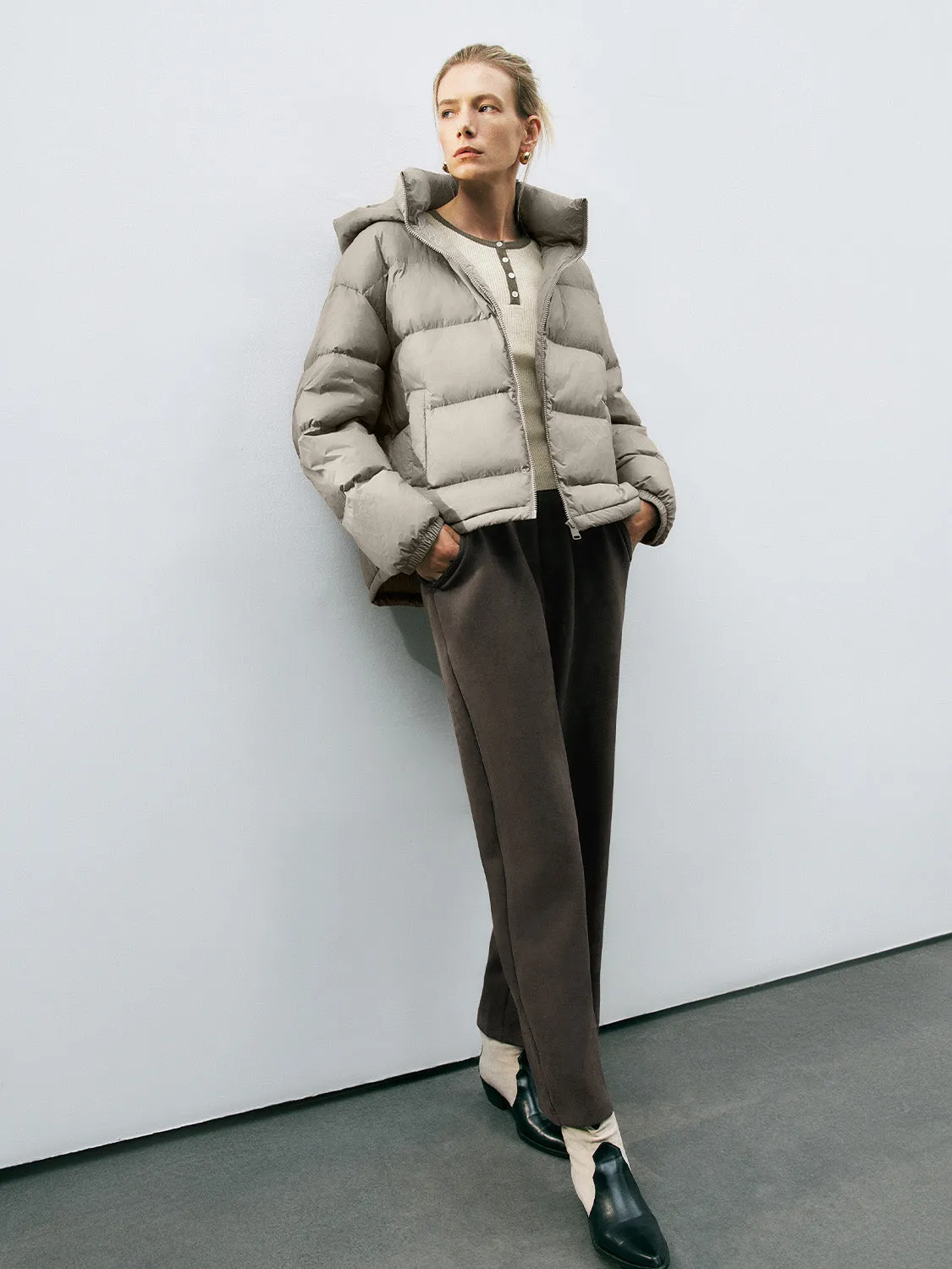 Zip Up Loose Down Outerwear
