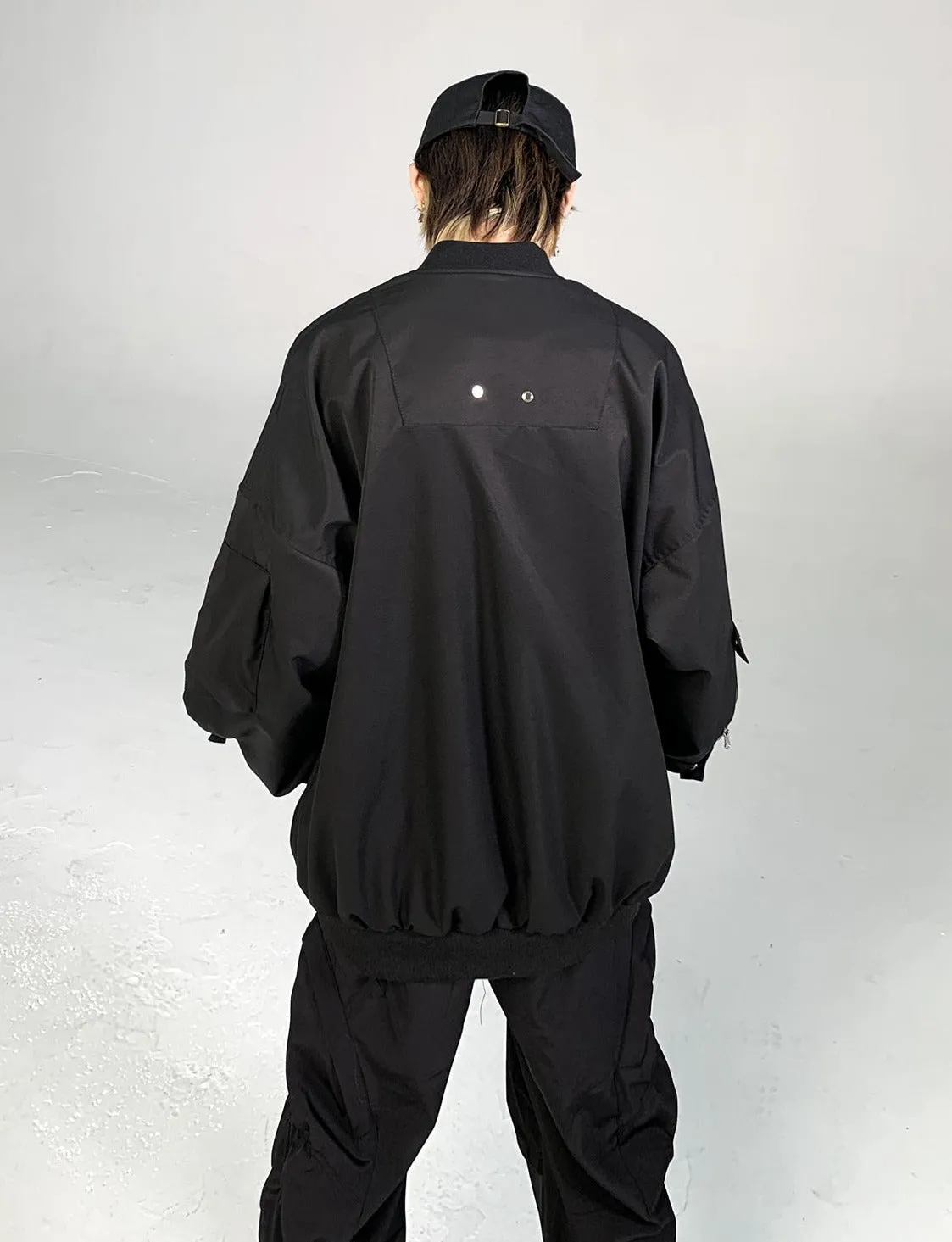 Zipper Tab Bomber Jacket